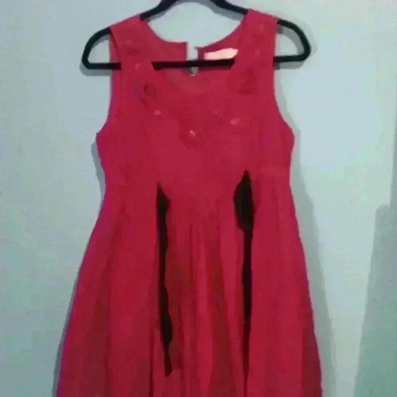 M M couture pink mini dress size M cotton silk boho - Picture 3 of 5